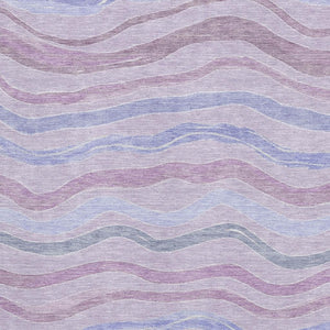 HomeRoots 8' Stylish Lavender, Ivory & Lilac Striped Washable Area Rug with UV Protection for Homes & Pets 694566