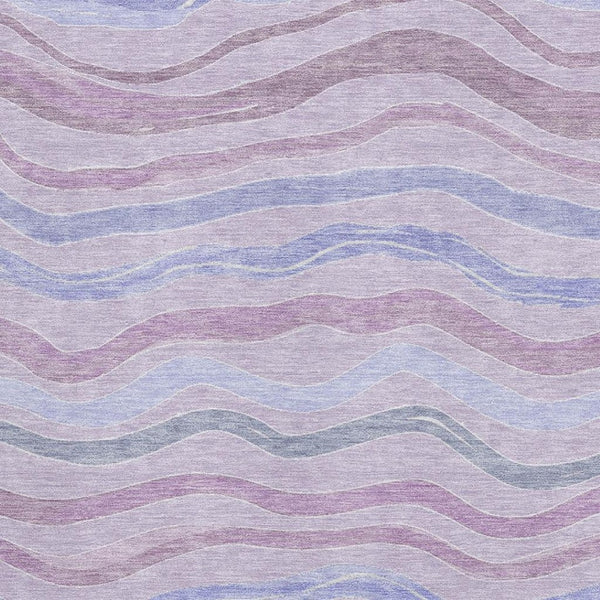 HomeRoots 8' Stylish Lavender, Ivory & Lilac Striped Washable Area Rug with UV Protection for Homes & Pets 694566