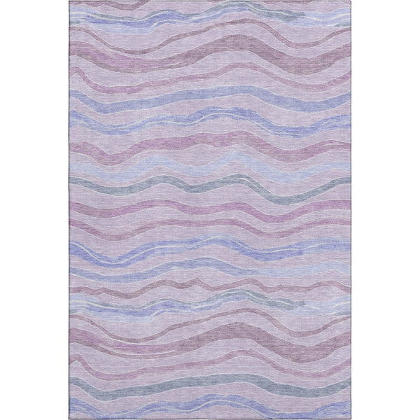 HomeRoots 9' X 12' Stylish Lavender, Ivory & Lilac Striped Washable Area Rug with UV Protection & Durability 694567