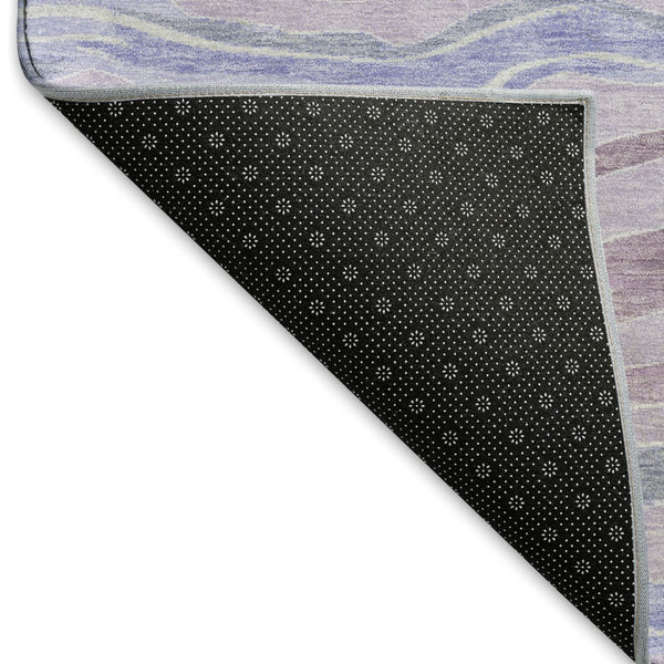 HomeRoots 9' X 12' Stylish Lavender, Ivory & Lilac Striped Washable Area Rug with UV Protection & Durability 694567