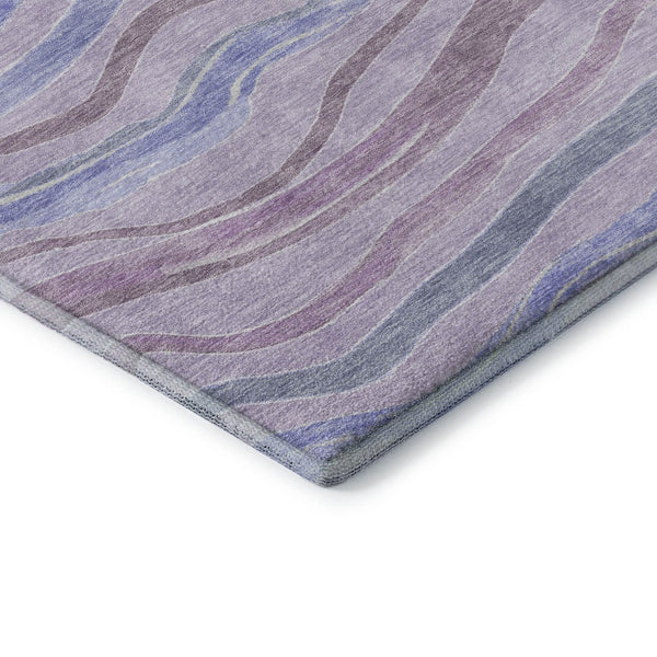 HomeRoots 9' X 12' Stylish Lavender, Ivory & Lilac Striped Washable Area Rug with UV Protection & Durability 694567