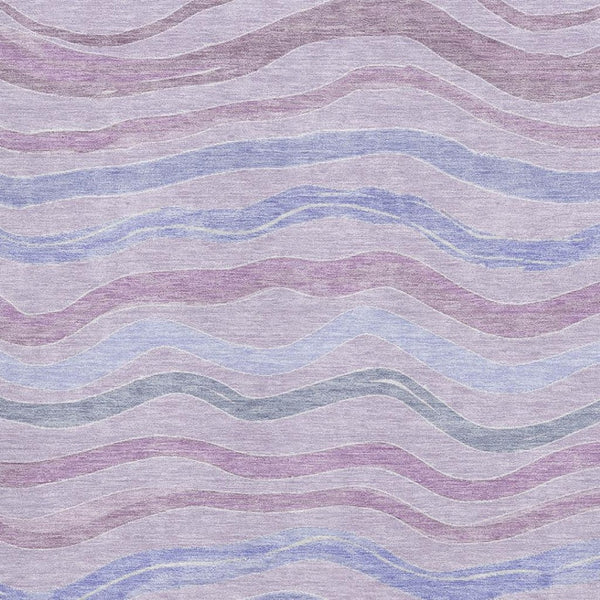 HomeRoots 9' X 12' Stylish Lavender, Ivory & Lilac Striped Washable Area Rug with UV Protection & Durability 694567