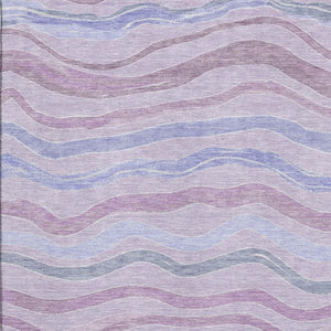 HomeRoots 10' X 14' Lavender Striped Area Rug - Washable, UV-Protected, Stain-Resistant, Non-Slip Backing! 694568