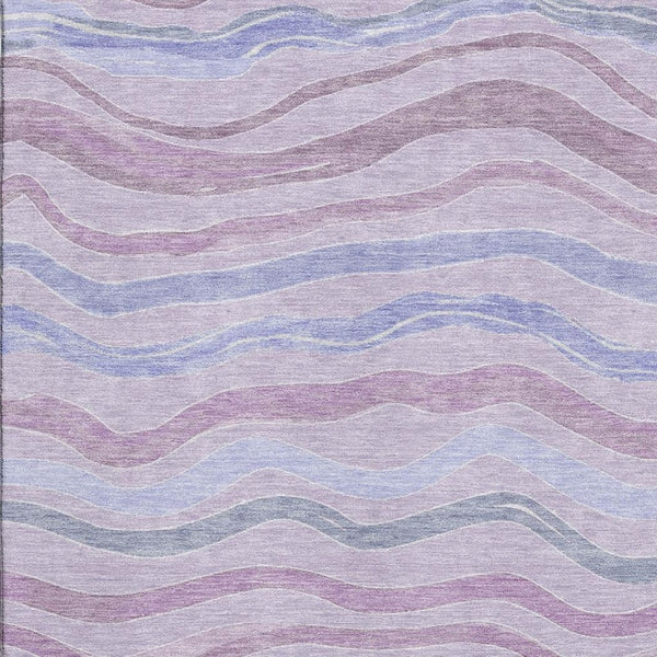 HomeRoots 10' X 14' Lavender Striped Area Rug - Washable, UV-Protected, Stain-Resistant, Non-Slip Backing! 694568