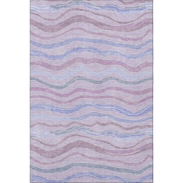 HomeRoots 10' X 14' Lavender Striped Area Rug - Washable, UV-Protected, Stain-Resistant, Non-Slip Backing! 694568