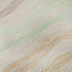 HomeRoots 8' Round Washable Peach Mint Green Striped Rug with UV Protection - Ideal for Homes with Kids & Pets 694571
