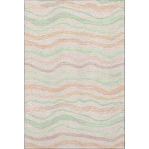HomeRoots 8' Stylish Peach Mint Green Striped Washable Area Rug with UV Protection for High-Traffic Spaces 694572