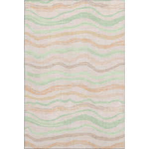 HomeRoots 9' X 12' Stylish Peach Mint Green Striped Area Rug - Washable, UV Protected, Perfect for High-Traffic Spaces 694573