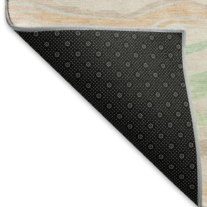 HomeRoots 9' X 12' Stylish Peach Mint Green Striped Area Rug - Washable, UV Protected, Perfect for High-Traffic Spaces 694573