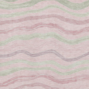 HomeRoots 10' X 14' Pink Ivory & Mint Green Striped Washable Area Rug - UV Protection, Durable & Stylish Design 694580