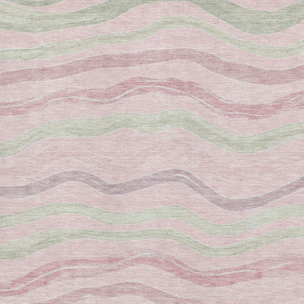 HomeRoots 10' X 14' Pink Ivory & Mint Green Striped Washable Area Rug - UV Protection, Durable & Stylish Design 694580