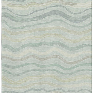 HomeRoots 5' X 8' Sage Taupe & Ivory Striped Washable Area Rug with UV Protection for Busy Homes & Pets 694582