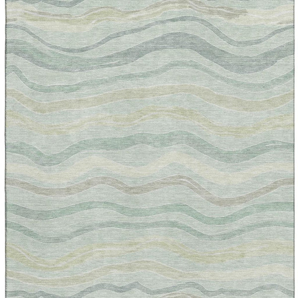 HomeRoots 5' X 8' Sage Taupe & Ivory Striped Washable Area Rug with UV Protection for Busy Homes & Pets 694582