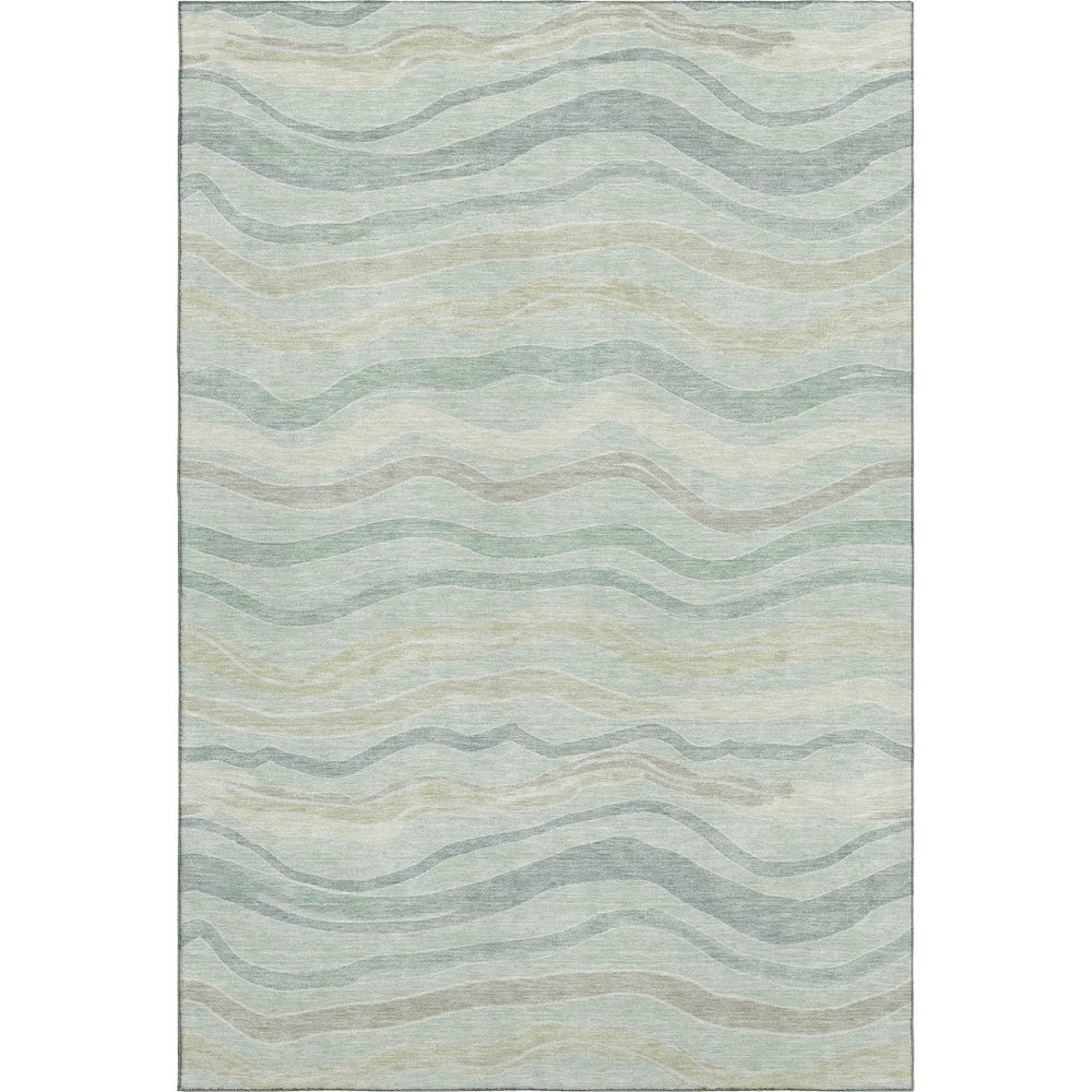 HomeRoots 9' X 12' Sage Taupe Striped Area Rug - Washable, Stain Resistant, UV Protected for Busy Homes 694585