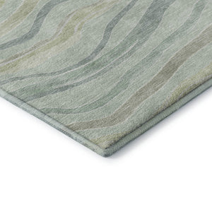 HomeRoots 10' X 14' Sage Taupe Striped Washable Area Rug with UV Protection - Durable, Stylish, Pet-Friendly Design 694586