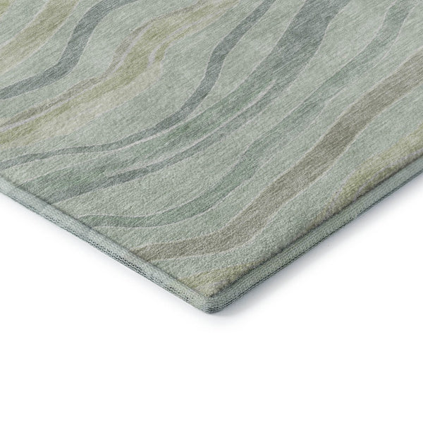 HomeRoots 10' X 14' Sage Taupe Striped Washable Area Rug with UV Protection - Durable, Stylish, Pet-Friendly Design 694586