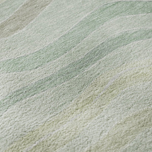 HomeRoots 10' X 14' Sage Taupe Striped Washable Area Rug with UV Protection - Durable, Stylish, Pet-Friendly Design 694586