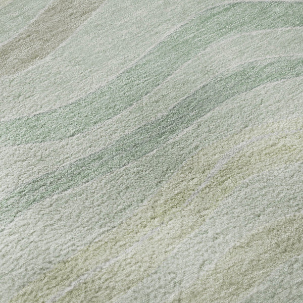 HomeRoots 10' X 14' Sage Taupe Striped Washable Area Rug with UV Protection - Durable, Stylish, Pet-Friendly Design 694586