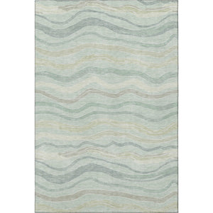 HomeRoots 10' X 14' Sage Taupe Striped Washable Area Rug with UV Protection - Durable, Stylish, Pet-Friendly Design 694586
