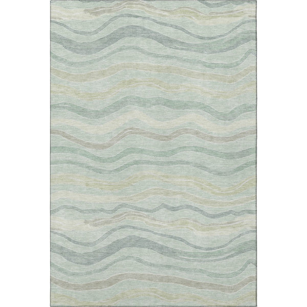 HomeRoots 10' X 14' Sage Taupe Striped Washable Area Rug with UV Protection - Durable, Stylish, Pet-Friendly Design 694586