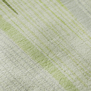 HomeRoots 8' Stylish Artichoke Green, Gray & Silver Geometric Washable Area Rug with UV Protection & Durability 694590