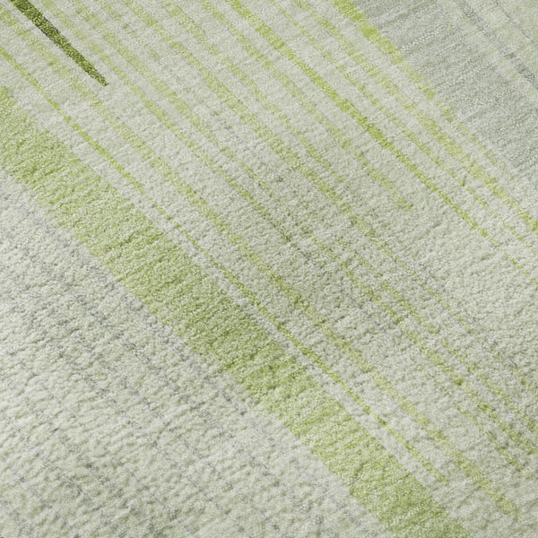 HomeRoots 8' Stylish Artichoke Green, Gray & Silver Geometric Washable Area Rug with UV Protection & Durability 694590