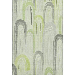 HomeRoots 9' X 12' Artichoke Green Geometric Area Rug - Stylish, Washable, UV-Protected for High-Traffic Areas 694591