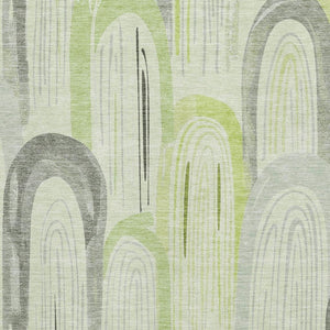 HomeRoots 9' X 12' Artichoke Green Geometric Area Rug - Stylish, Washable, UV-Protected for High-Traffic Areas 694591