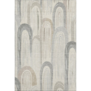 HomeRoots 8' Stylish Beige Gray Silver Geometric Area Rug – Washable, UV Protected & Family-Friendly Design! 694596