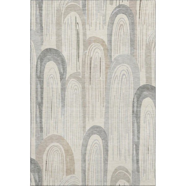 HomeRoots 8' Stylish Beige Gray Silver Geometric Area Rug – Washable, UV Protected & Family-Friendly Design! 694596