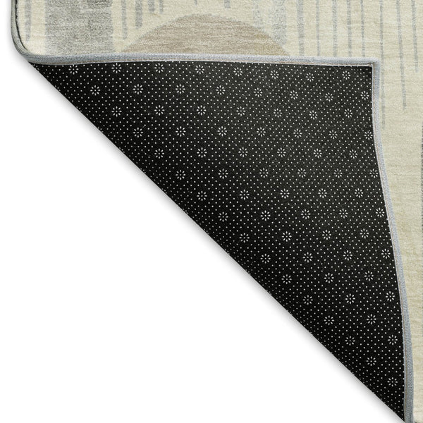 HomeRoots 8' Stylish Beige Gray Silver Geometric Area Rug – Washable, UV Protected & Family-Friendly Design! 694596