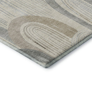 HomeRoots 8' Stylish Beige Gray Silver Geometric Area Rug – Washable, UV Protected & Family-Friendly Design! 694596