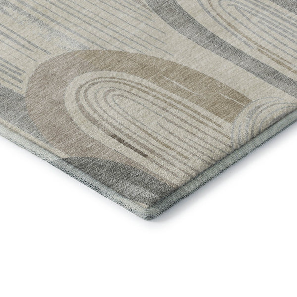 HomeRoots 8' Stylish Beige Gray Silver Geometric Area Rug – Washable, UV Protected & Family-Friendly Design! 694596