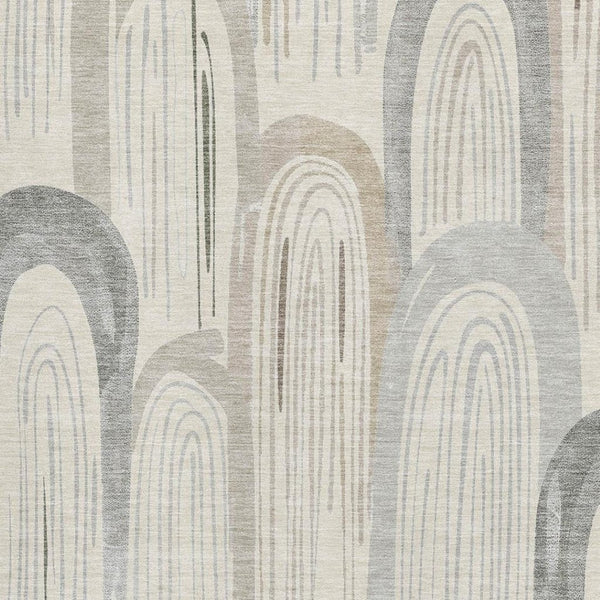 HomeRoots 8' Stylish Beige Gray Silver Geometric Area Rug – Washable, UV Protected & Family-Friendly Design! 694596