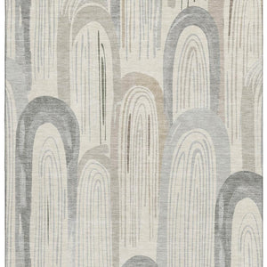 HomeRoots 8' Stylish Beige Gray Silver Geometric Area Rug – Washable, UV Protected & Family-Friendly Design! 694596