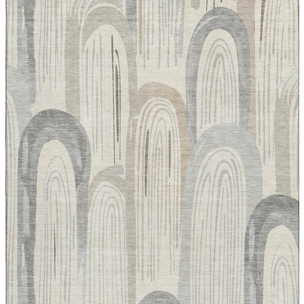 HomeRoots 8' Stylish Beige Gray Silver Geometric Area Rug – Washable, UV Protected & Family-Friendly Design! 694596