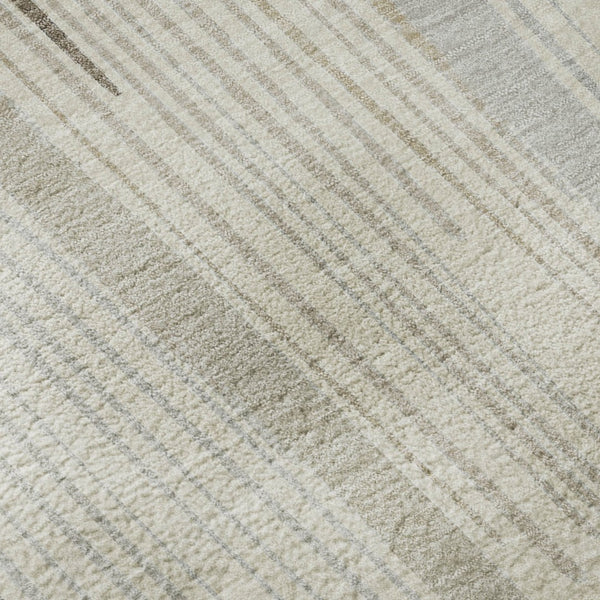 HomeRoots 9' X 12' Stylish Beige, Gray & Silver Geometric Washable Area Rug with UV Protection & Easy Care 694597