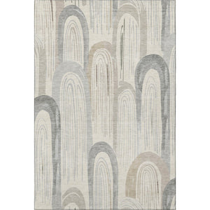 HomeRoots 9' X 12' Stylish Beige, Gray & Silver Geometric Washable Area Rug with UV Protection & Easy Care 694597