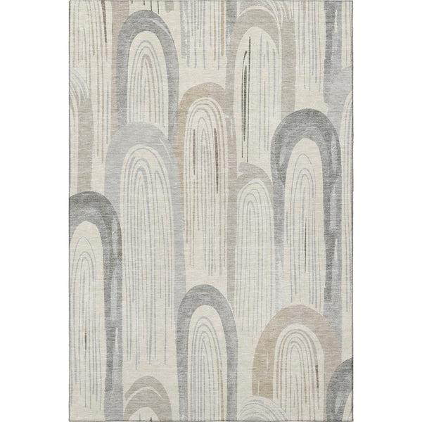 HomeRoots 9' X 12' Stylish Beige, Gray & Silver Geometric Washable Area Rug with UV Protection & Easy Care 694597