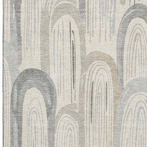 HomeRoots 10' X 14' Washable Beige Gray Silver Geometric Area Rug – UV Protected, Durable & Stylish Design 694598