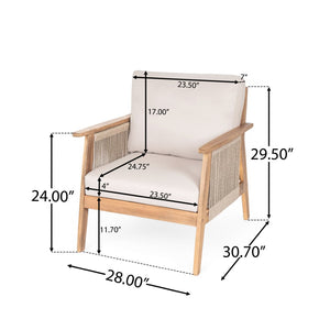 English Elm Outdoor Acacia Hardwood Patio Chairs with Handwoven Rope and Cushions Set of 2 N757S238680B