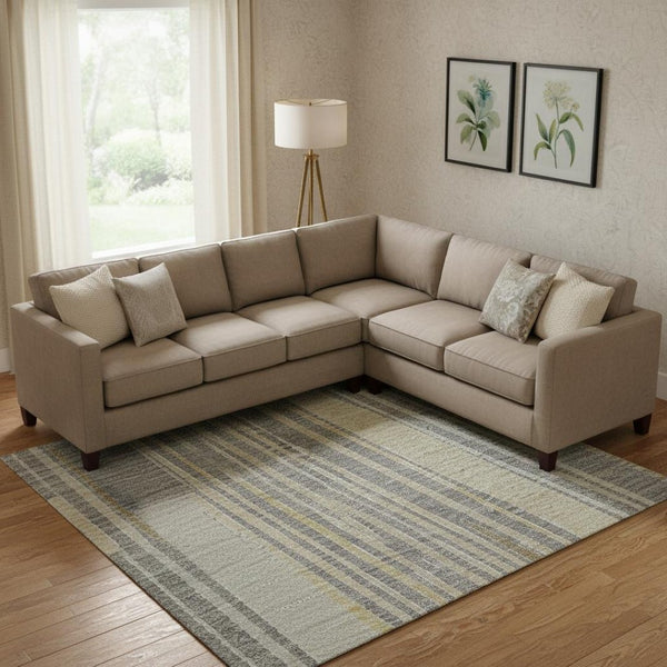 HomeRoots 10' X 14' Modern Gray Gold and Silver Geometric Washable Area Rug with UV Protection & Non-Slip Backing 694604