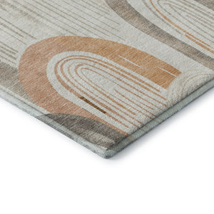 HomeRoots 5' X 8' Contemporary Ivory Peach Taupe Geometric Area Rug – UV Protected, Machine-Washable Design! 694606