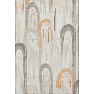 HomeRoots 5' X 8' Contemporary Ivory Peach Taupe Geometric Area Rug – UV Protected, Machine-Washable Design! 694606