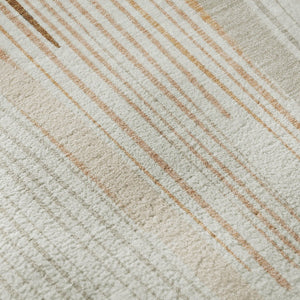HomeRoots 9' X 12' Modern Geometric Area Rug in Ivory, Peach & Taupe - Washable, UV-Protected & Durable Design 694609