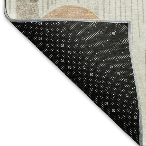 HomeRoots 10' X 14' Ivory Peach Taupe Geometric Area Rug - Washable, UV Protected, Ideal for Active Homes! 694610