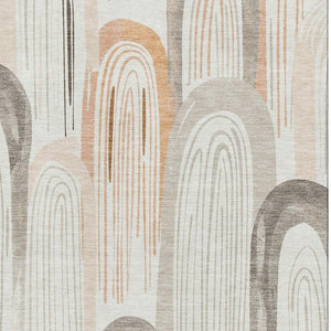 HomeRoots 10' X 14' Ivory Peach Taupe Geometric Area Rug - Washable, UV Protected, Ideal for Active Homes! 694610