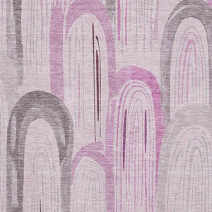 HomeRoots 5' X 8' Stylish Pink Lavender Ivory Geometric Area Rug - Washable, Stain Resistant, UV Protected 694612