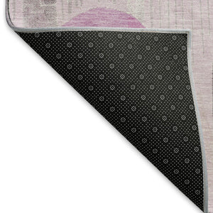 HomeRoots 9' X 12' Stylish Pink Lavender Ivory Geometric Area Rug - Washable, UV Protected, Durable Design 694615