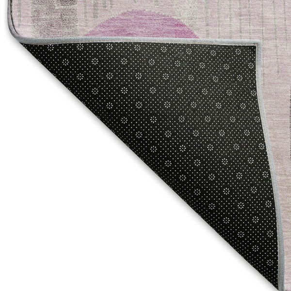 HomeRoots 9' X 12' Stylish Pink Lavender Ivory Geometric Area Rug - Washable, UV Protected, Durable Design 694615